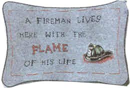 9"x13" "A Fireman Lives Here..." Pillow