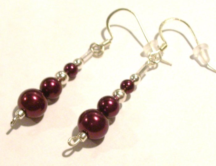 Plum Pearl Drops (Sterling Earwire)