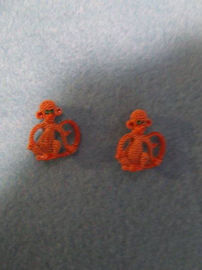Pins Pair of Brown Monkeys With Green Rhinestone Eyes GERRY'S
