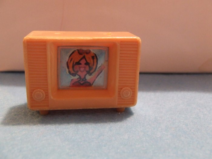 Dollhouse Furniture Tan Console Television marked Hong Kong