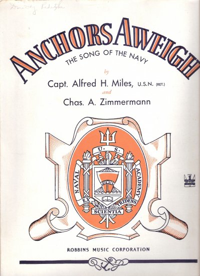 Sheet Music "ANCHORS AWEIGH" Navy