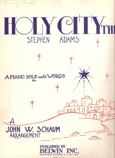 Sheet Music "The Holy City" Christmas Holiday Recital
