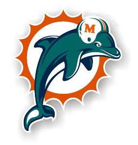Miami Dolphins 12" Car Magnet