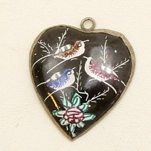 Mina Kari Persian Enamel Heart Pendant Hand Painted