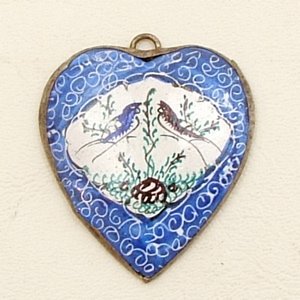 Mina Kari Blue Persian Enamel Heart Pendant