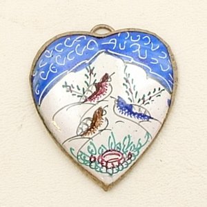 Mina Kari Blue Persian Enamel Heart Pendant
