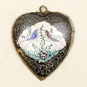 Mina Kari Black Persian Enamel Heart Pendant