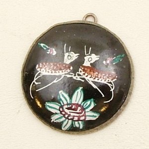 Round Mina Kari Black Pendant with Deer