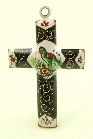 Mina Kari Persian Enamel Cross with Bird