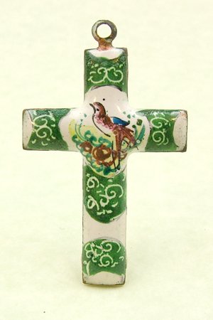 Green Mina Kari Persian Enamel Cross