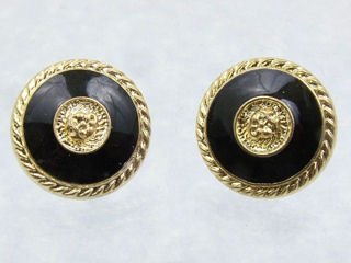 Black & Gold Button Earrings