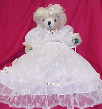 Plush Bear - White Satin & Lace