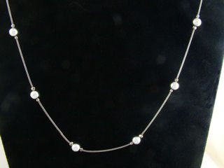 Sterling Bead Necklace, 16" Hallmark: Italy