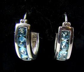 Blue Topaz Huggies