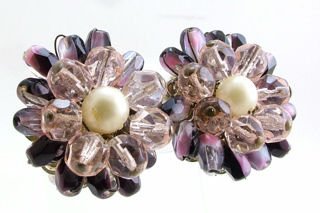 Vintage Glass Bead & Faux Pearl Earrings