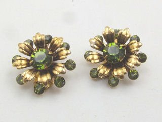 Emerald Green Rhinestone Earrings
