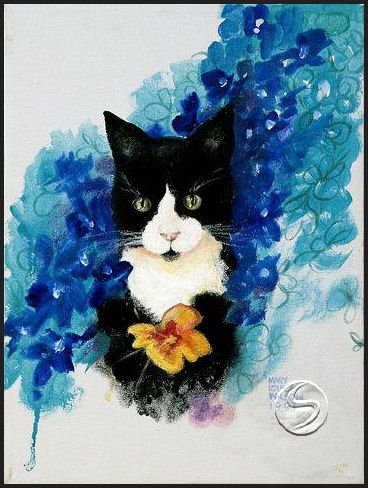 Black & White Cat Animal Art Prints Home Office Decor 16"x20" Wall Hanging