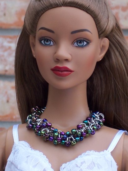 Beaded Maille necklace OOAK - BJD and Fashion Doll Jewelry