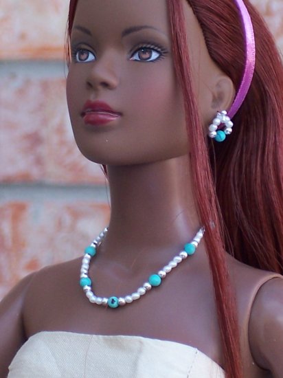 Turquoise and pearls set - Fashion Doll Jewelry