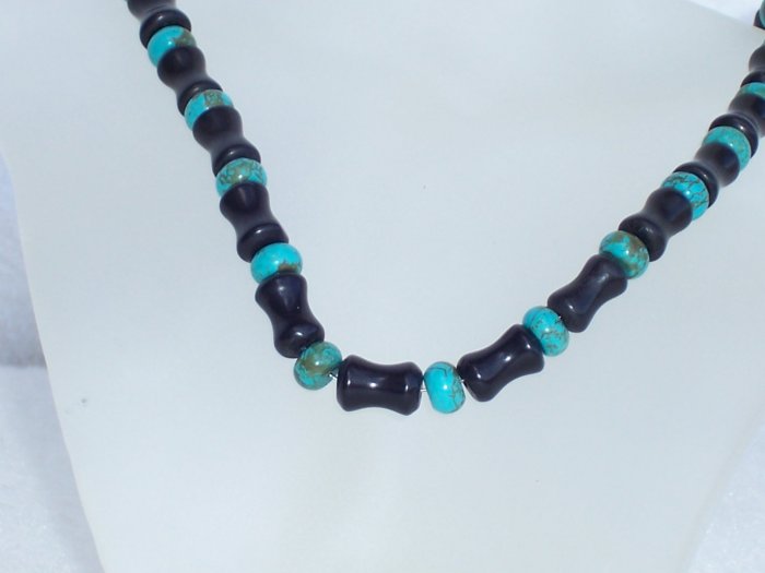Turquoise and blackstone necklace