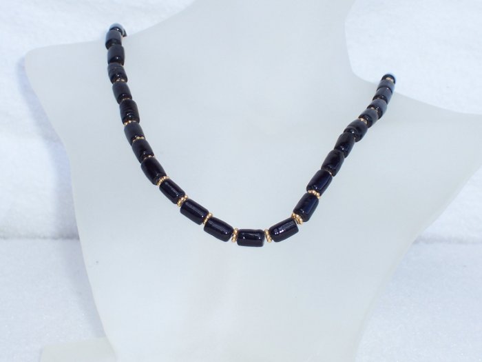 Black glass and vermeil necklace