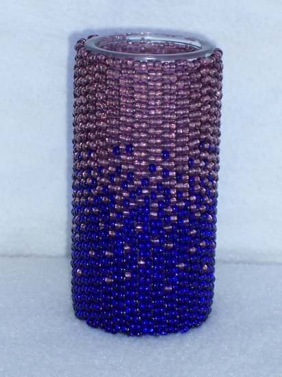 Beaded candle - purple/blue