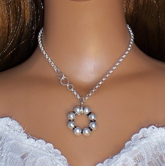 Sterling beaded circles - BJD and Fashion Doll Jewelry