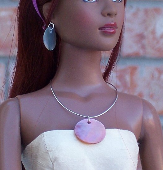 Shell disc on sterling wire - Fashion Doll Jewelry