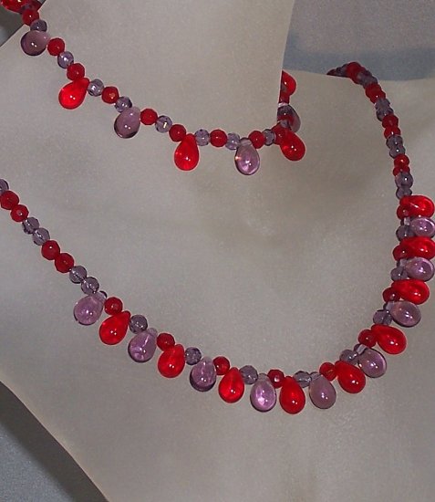 Red Hat jewerly- Red and amethyst drops set
