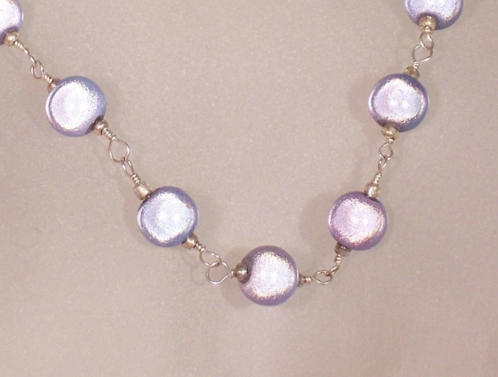 Blue wonder bead "Tin Cup" style necklace