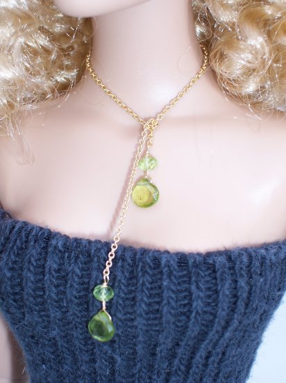 Peridot drop lariat necklace - Fashion Doll Jewelry