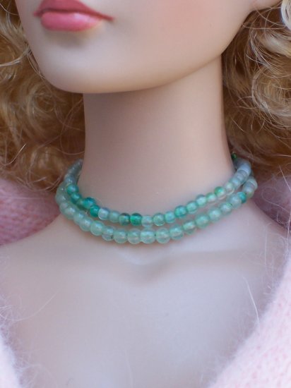 Green stone 2 row choker - Fashion Doll Jewelry