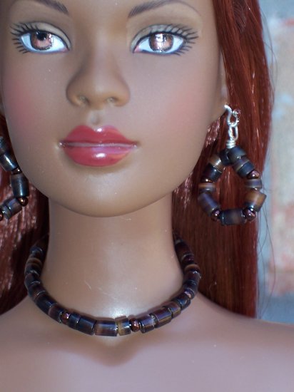 Brown shell choker set - Fashion Doll Jewelry