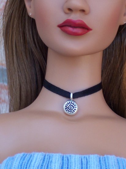 Sterling talisman choker - Fashion Doll Jewelry