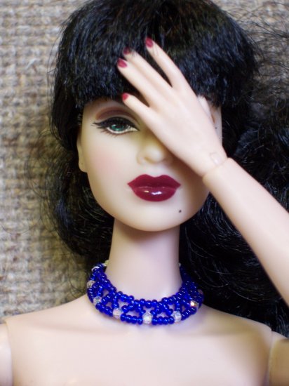 Cobalt netted collar - Fashion Doll Jewelry