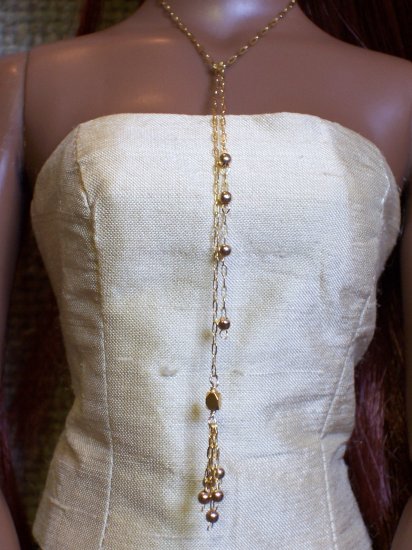 Beaded gold lariat - Fashion Doll Jewelry