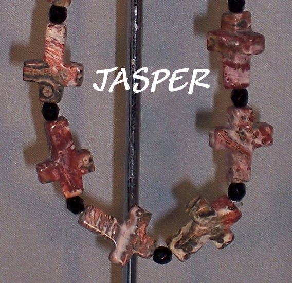 Leopardskin Jasper Cross bracelet - Faith bracelet