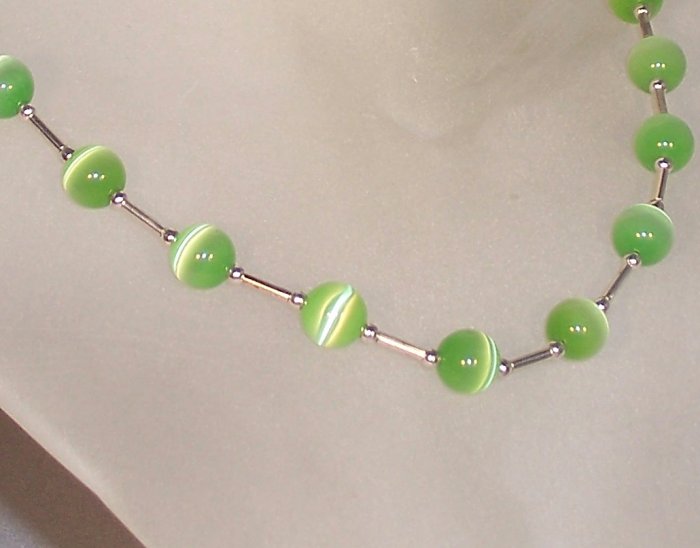 Lime green cat's eye "Tin Cup" style set