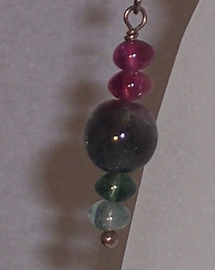 Tourmaline and sterling necklace w/earrings - OOAK