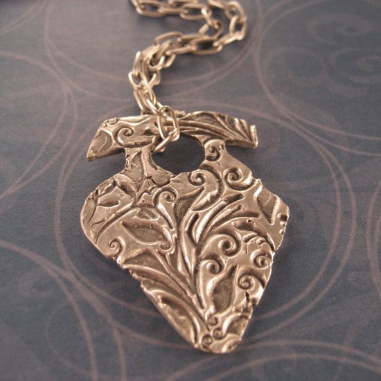 Archaic Fine Silver Pendant on a Sterling Silver Box Chain w/ Toggle Clasp