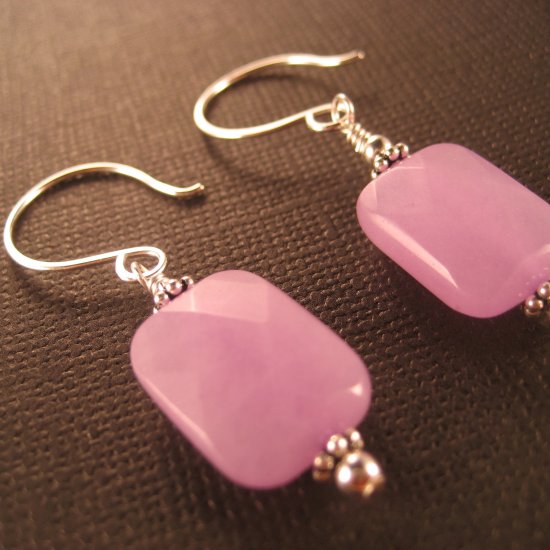 Handcrafted Artisan Earrings with Lavendar Quartz Gemstones and Sterling Silver