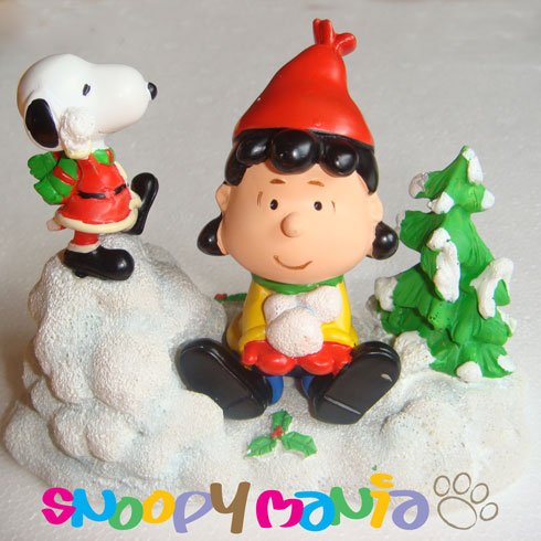 Snoopy ornament: Lucy getting to throw snowballs