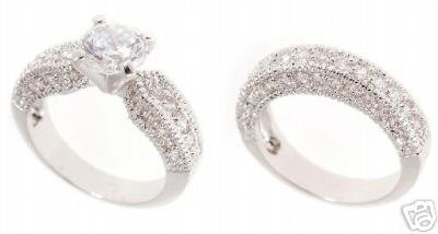 18k Gold Plated Wedding ring set with 67 CZ's
