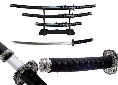 4PC SAMURAI SWORD SET BLACK