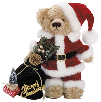 11'' STUFFED SANTA BEAR W/BAG