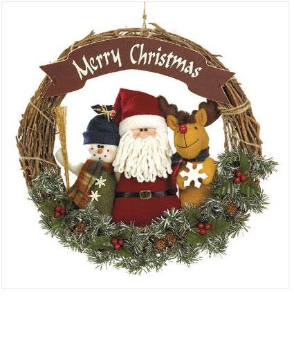 PLUSH SANTA & FRIENDS WREATH