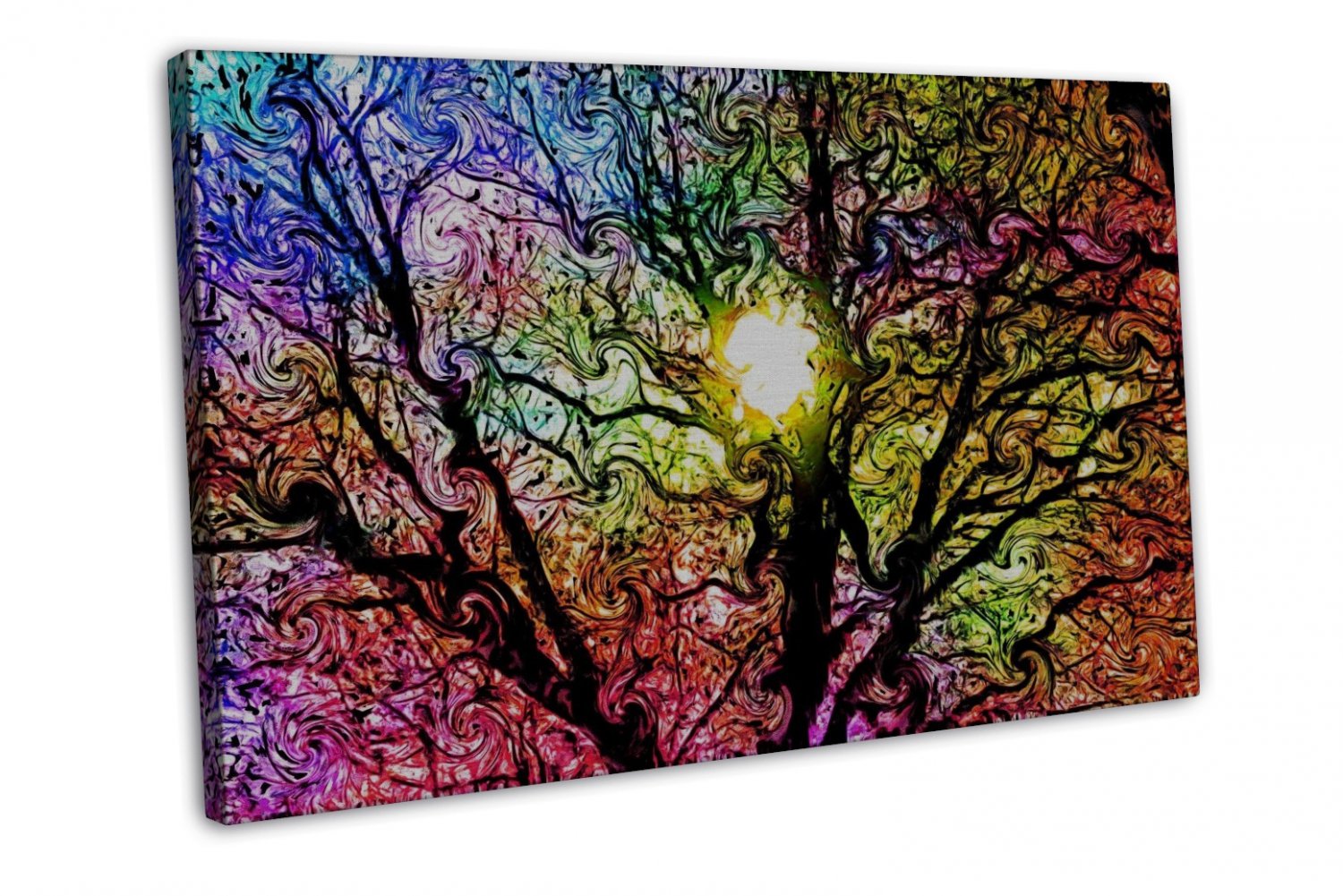 Psychedelic Trippy Art Wall Decor 20x16 Framed Canvas Print