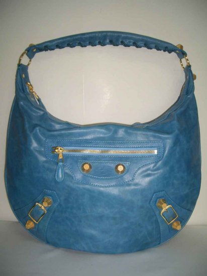 Balenciaga Day Hobo with Giant Gold Hardware - Blue