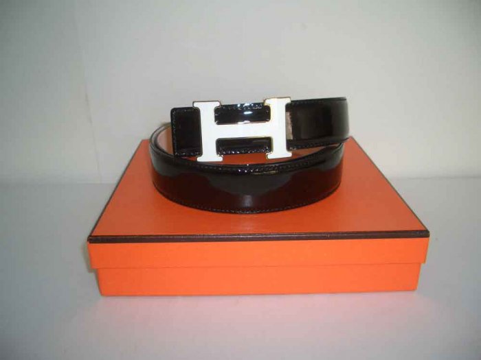 Hermes Belt - Black w/ White Enamel