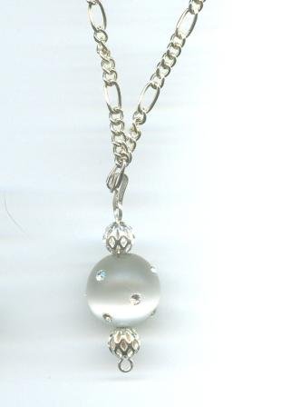 White Cat's Eye Fireball Necklace